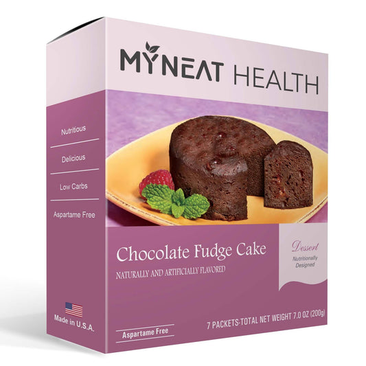 Healthy dessert chocolate fudge cake by My Neat Nutrition. Keto, Kosher and bariatric friendly for weight loss