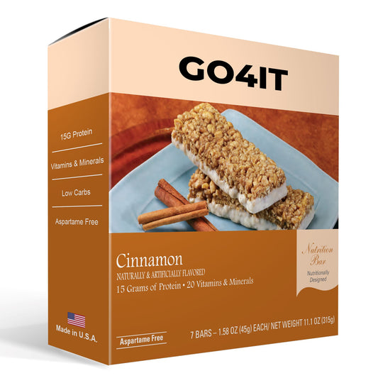 Cinnamon Meal Replacement Bar by GO4IT Health. Healthy Kosher Protein bar with low calories and low carbs