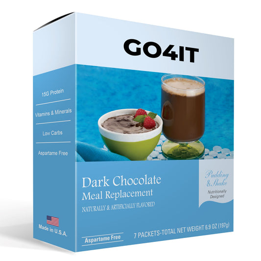 Dark Chocolate Meal Replacement protein shake by GO4IT Health. Healthy Kosher Protein shake for weight loss
