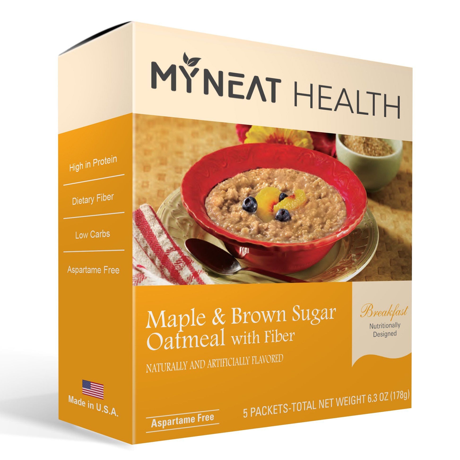 Maple Brown Sugar oatmeal healthy oatmeal with protein by My Neat Nutrition. Keto, Kosher and bariatric friendly for weight loss
